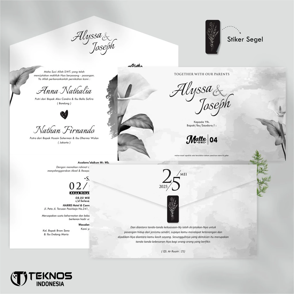 UNDANGAN AMPLOP PERNIKAHAN MATTE BW ENVELOPE - Gambar 5