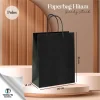 PAPER BAG HITAM - TAS SOUVENIR PERNIKAHAN BAHAN SOFT KARTON ECER READY STOCK - HITAM UK 20X25X10