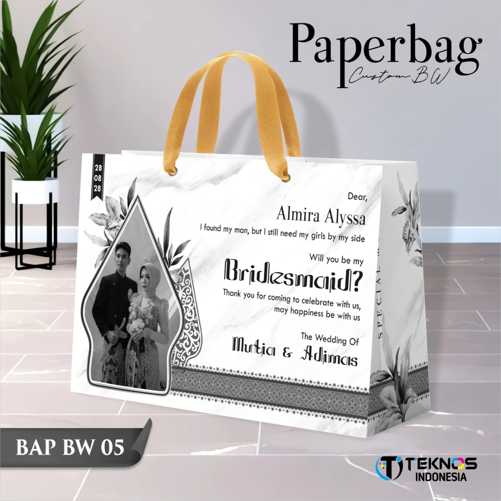 PAPER BAG WEDDING CUSTOM FOTO BW - PAPERBAG BRIDESMAID KERTAS TEBAL - PAPERBAG KUALITAS PREMIUM BAP BW - Gambar 6