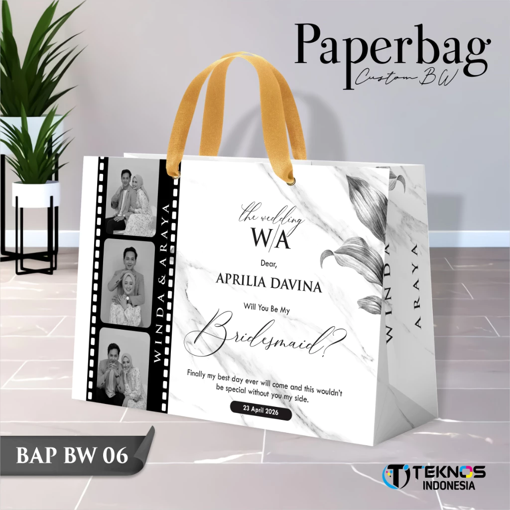 PAPER BAG WEDDING CUSTOM FOTO BW - PAPERBAG BRIDESMAID KERTAS TEBAL - PAPERBAG KUALITAS PREMIUM BAP BW - Gambar 7