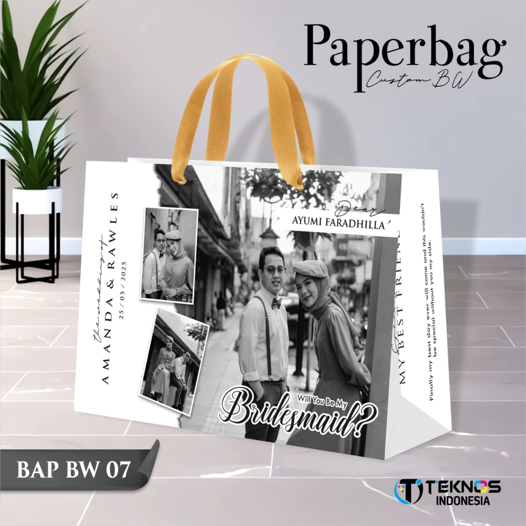PAPER BAG WEDDING CUSTOM FOTO BW - PAPERBAG BRIDESMAID KERTAS TEBAL - PAPERBAG KUALITAS PREMIUM BAP BW - Gambar 8