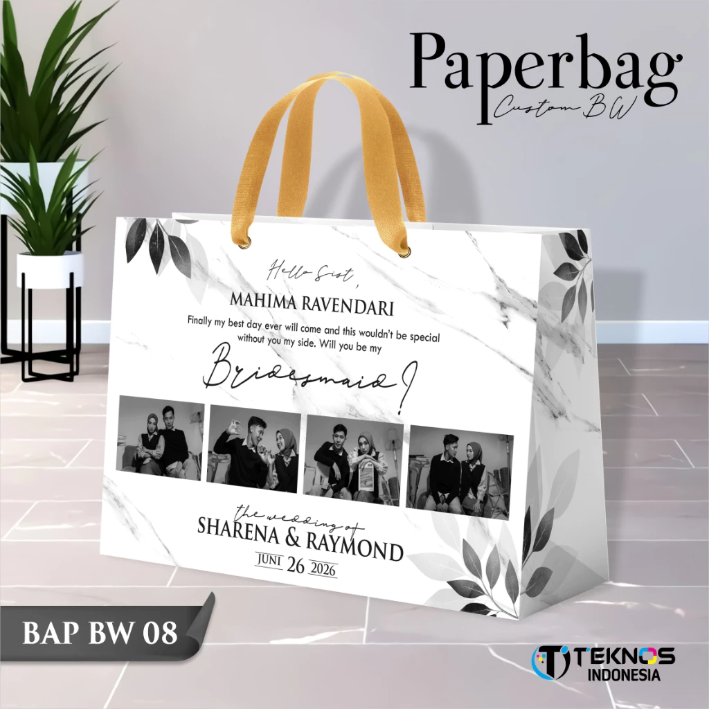 PAPER BAG WEDDING CUSTOM FOTO BW - PAPERBAG BRIDESMAID KERTAS TEBAL - PAPERBAG KUALITAS PREMIUM BAP BW - Gambar 9