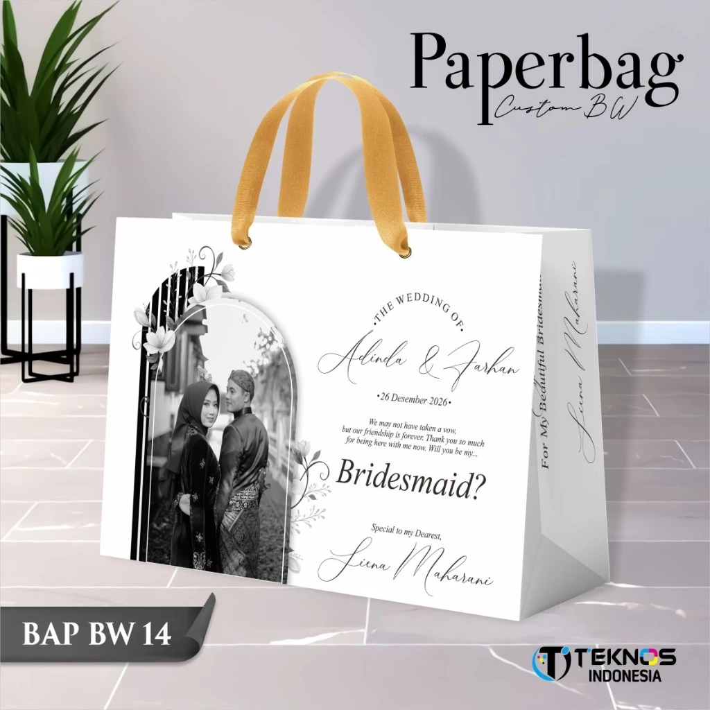 PAPER BAG WEDDING CUSTOM FOTO BW - PAPERBAG BRIDESMAID KERTAS TEBAL - PAPERBAG KUALITAS PREMIUM BAP BW - Gambar 15