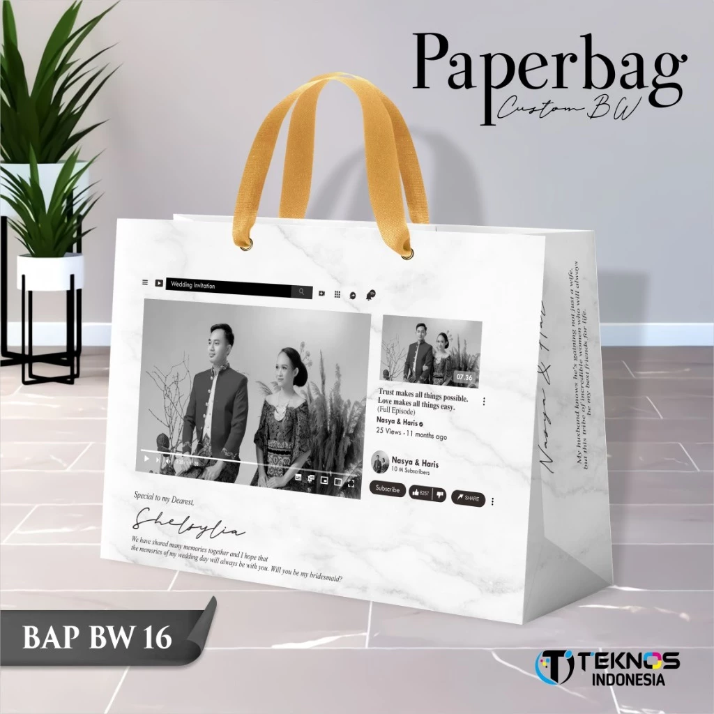 PAPER BAG WEDDING CUSTOM FOTO BW - PAPERBAG BRIDESMAID KERTAS TEBAL - PAPERBAG KUALITAS PREMIUM BAP BW - Gambar 17