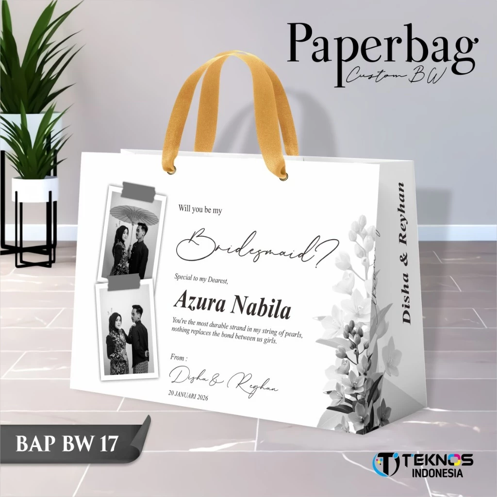 PAPER BAG WEDDING CUSTOM FOTO BW - PAPERBAG BRIDESMAID KERTAS TEBAL - PAPERBAG KUALITAS PREMIUM BAP BW - Gambar 18