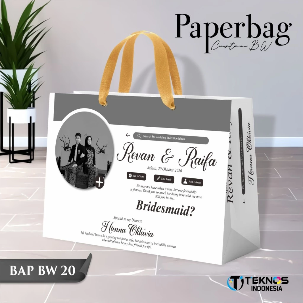 PAPER BAG WEDDING CUSTOM FOTO BW - PAPERBAG BRIDESMAID KERTAS TEBAL - PAPERBAG KUALITAS PREMIUM BAP BW - Gambar 21