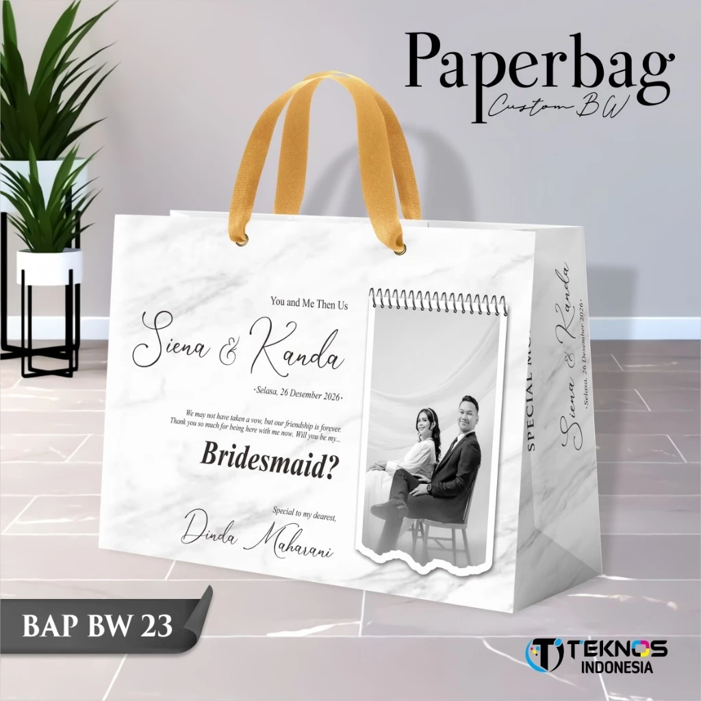PAPER BAG WEDDING CUSTOM FOTO BW - PAPERBAG BRIDESMAID KERTAS TEBAL - PAPERBAG KUALITAS PREMIUM BAP BW - Gambar 24