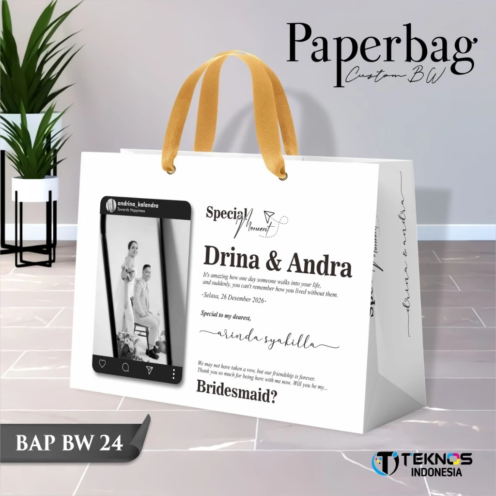 PAPER BAG WEDDING CUSTOM FOTO BW - PAPERBAG BRIDESMAID KERTAS TEBAL - PAPERBAG KUALITAS PREMIUM BAP BW - Gambar 25