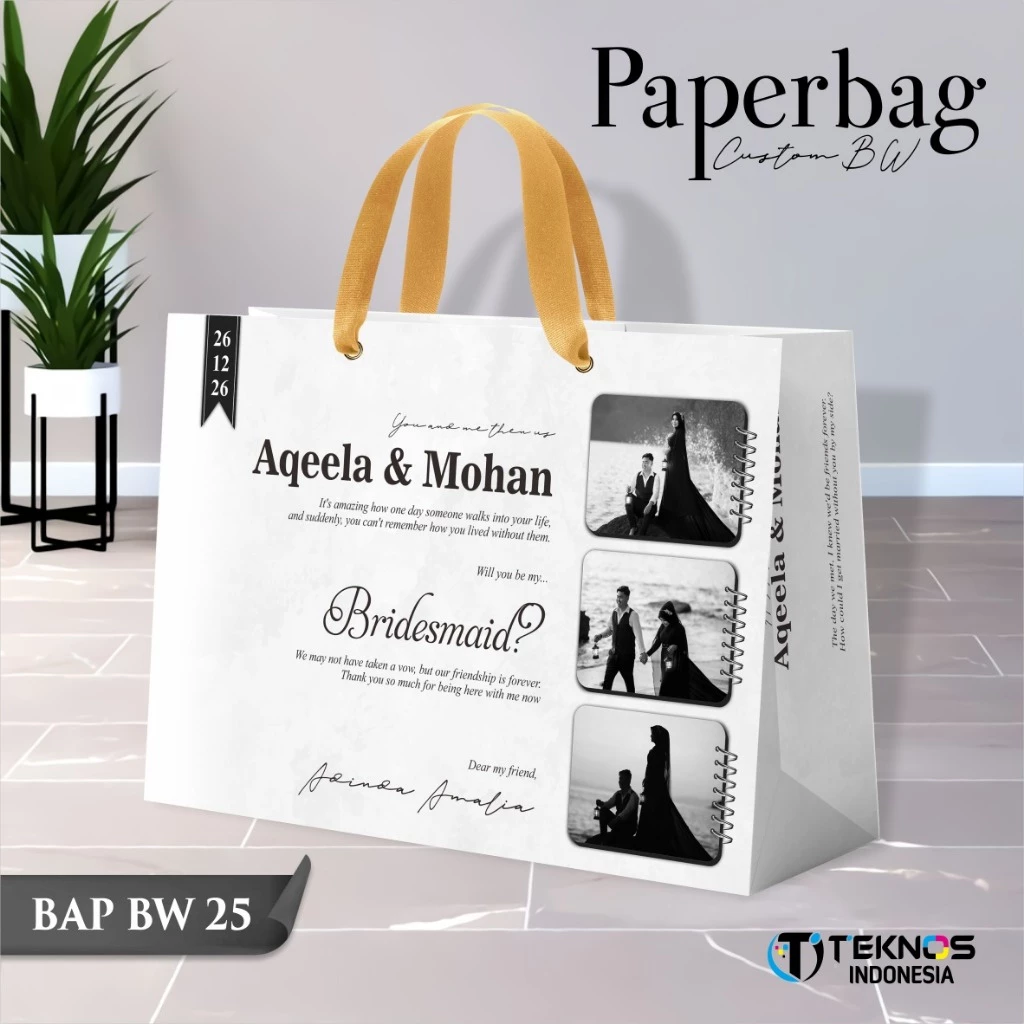 PAPER BAG WEDDING CUSTOM FOTO BW - PAPERBAG BRIDESMAID KERTAS TEBAL - PAPERBAG KUALITAS PREMIUM BAP BW - Gambar 26