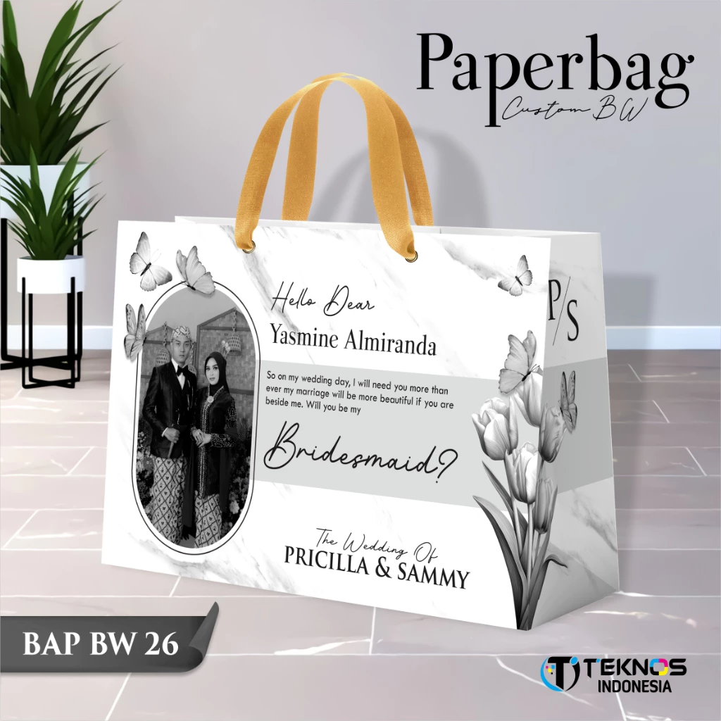 PAPER BAG WEDDING CUSTOM FOTO BW - PAPERBAG BRIDESMAID KERTAS TEBAL - PAPERBAG KUALITAS PREMIUM BAP BW - Gambar 27