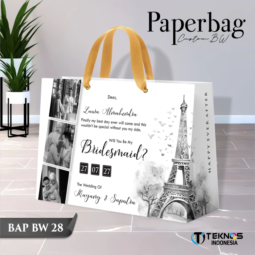 PAPER BAG WEDDING CUSTOM FOTO BW - PAPERBAG BRIDESMAID KERTAS TEBAL - PAPERBAG KUALITAS PREMIUM BAP BW - Gambar 29