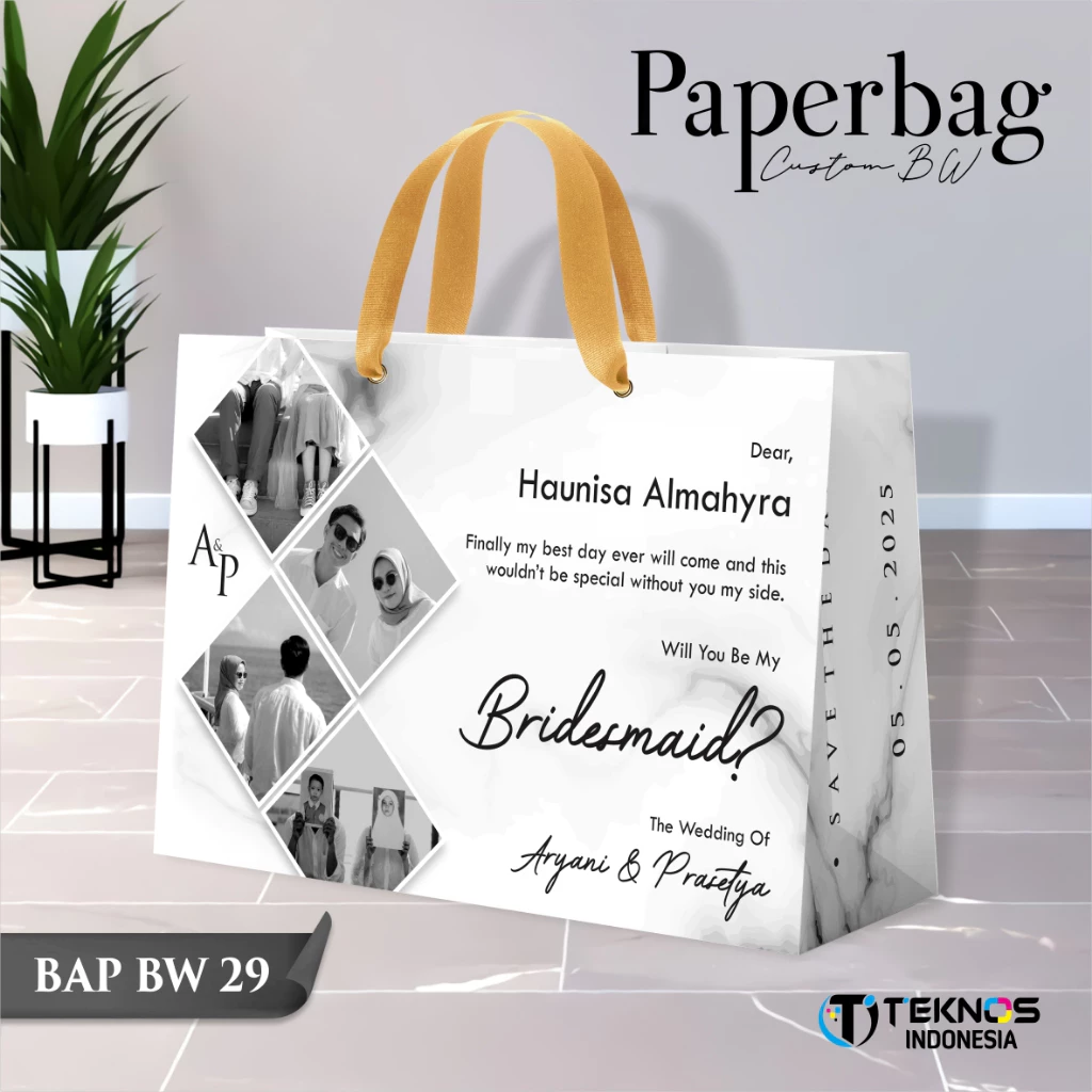 PAPER BAG WEDDING CUSTOM FOTO BW - PAPERBAG BRIDESMAID KERTAS TEBAL - PAPERBAG KUALITAS PREMIUM BAP BW - Gambar 30