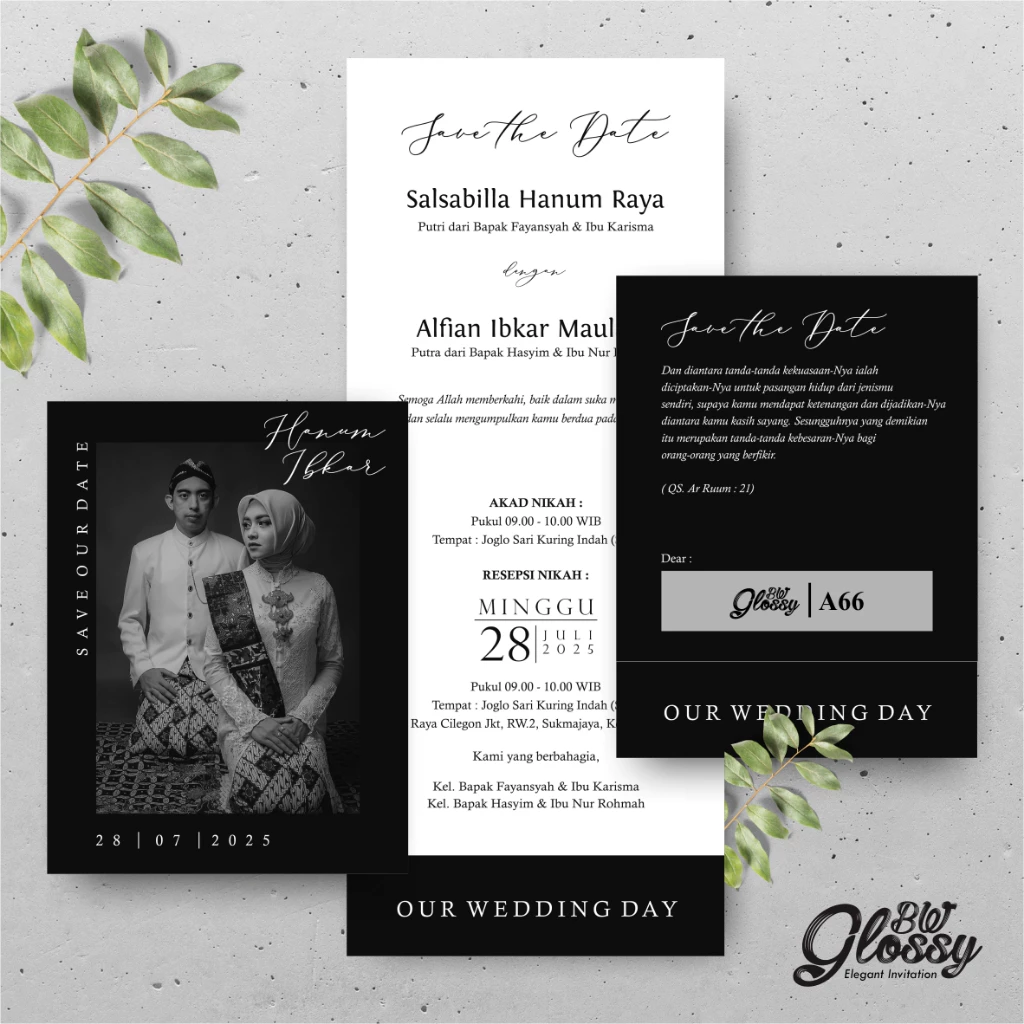 UNDANGAN PERNIKAHAN GLOSSY MENGKILAP ELEGAN - UNDANGAN NIKAH GLOSSY BW SERI 2 - Gambar 17