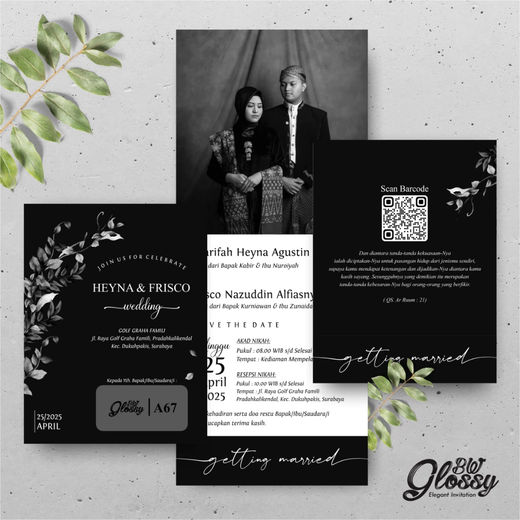 UNDANGAN PERNIKAHAN GLOSSY MENGKILAP ELEGAN - UNDANGAN NIKAH GLOSSY BW SERI 2 - Gambar 18