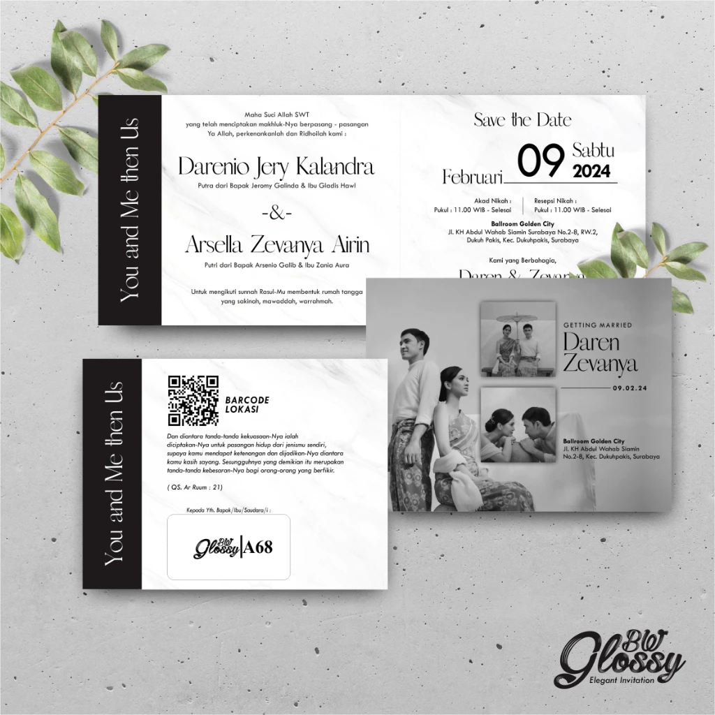 UNDANGAN PERNIKAHAN GLOSSY MENGKILAP ELEGAN - UNDANGAN NIKAH GLOSSY BW SERI 2 - Gambar 19