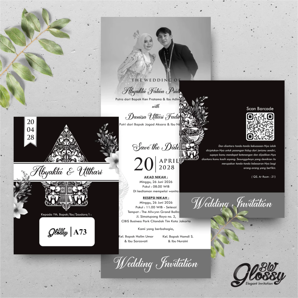 UNDANGAN PERNIKAHAN GLOSSY MENGKILAP ELEGAN - UNDANGAN NIKAH GLOSSY BW SERI 2 - Gambar 24