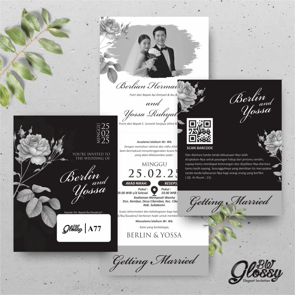 UNDANGAN PERNIKAHAN GLOSSY MENGKILAP ELEGAN - UNDANGAN NIKAH GLOSSY BW SERI 2 - Gambar 28
