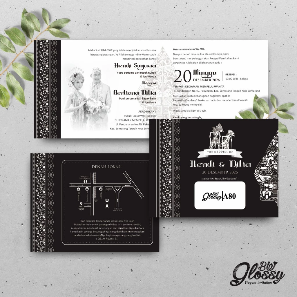 UNDANGAN PERNIKAHAN GLOSSY MENGKILAP ELEGAN - UNDANGAN NIKAH GLOSSY BW SERI 2 - Gambar 31