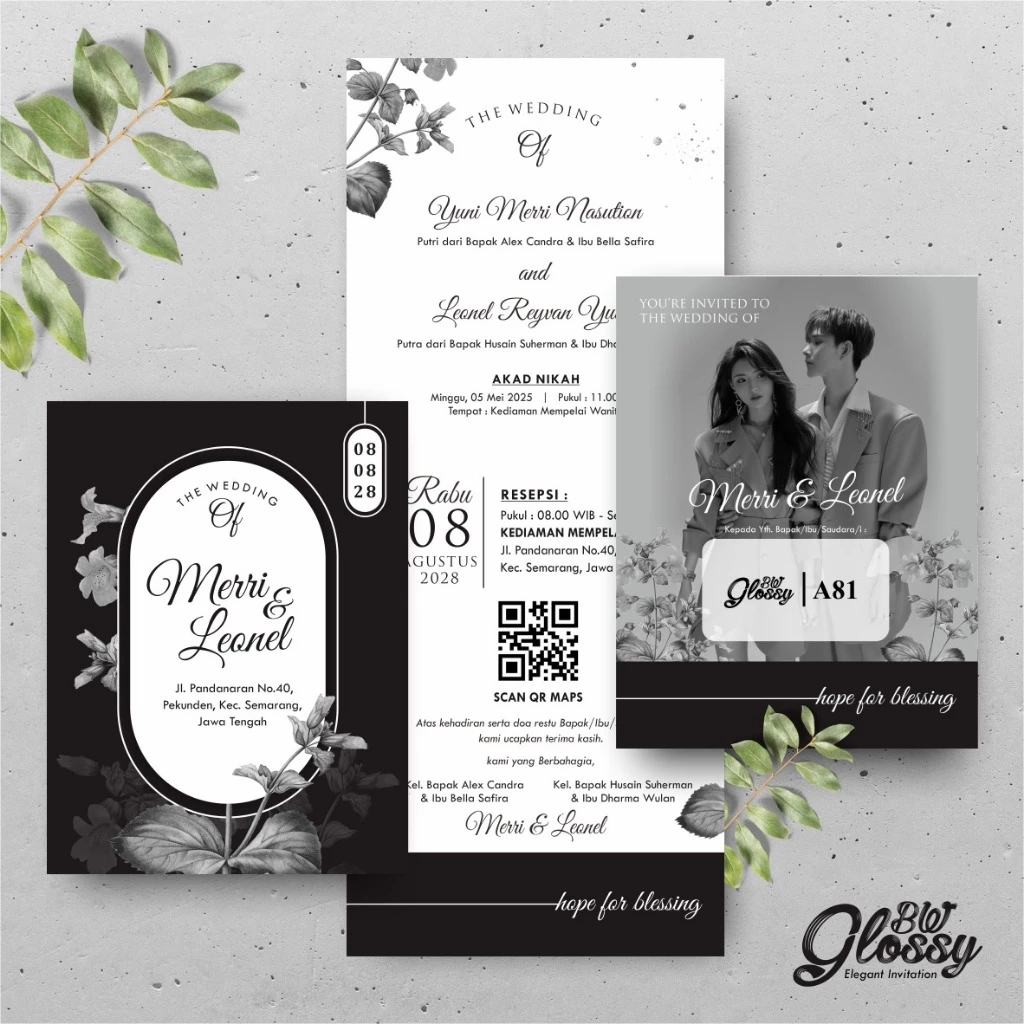 UNDANGAN PERNIKAHAN GLOSSY MENGKILAP ELEGAN - UNDANGAN NIKAH GLOSSY BW SERI 2 - Gambar 32
