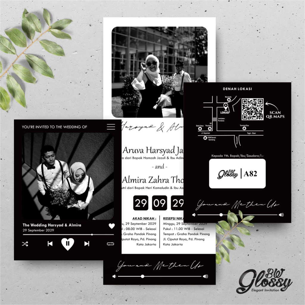 UNDANGAN PERNIKAHAN GLOSSY MENGKILAP ELEGAN - UNDANGAN NIKAH GLOSSY BW SERI 2 - Gambar 33