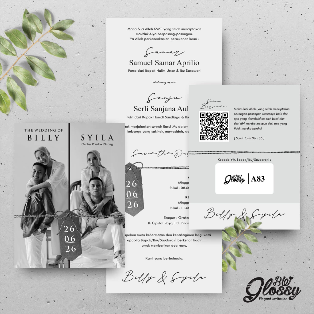 UNDANGAN PERNIKAHAN GLOSSY MENGKILAP ELEGAN - UNDANGAN NIKAH GLOSSY BW SERI 2 - Gambar 34