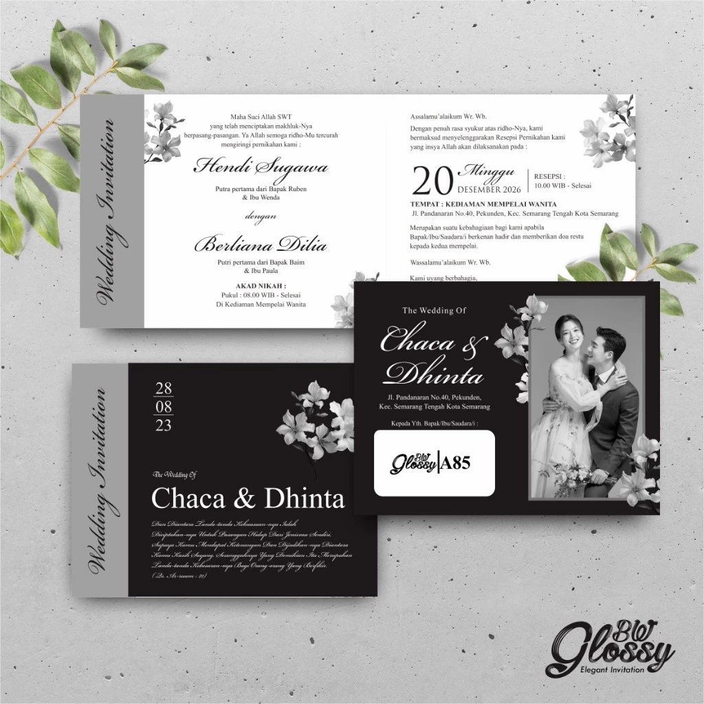 UNDANGAN PERNIKAHAN GLOSSY MENGKILAP ELEGAN - UNDANGAN NIKAH GLOSSY BW SERI 2 - Gambar 36
