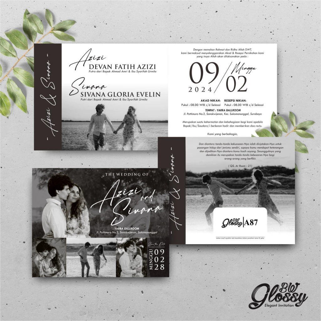 UNDANGAN PERNIKAHAN GLOSSY MENGKILAP ELEGAN - UNDANGAN NIKAH GLOSSY BW SERI 2 - Gambar 38