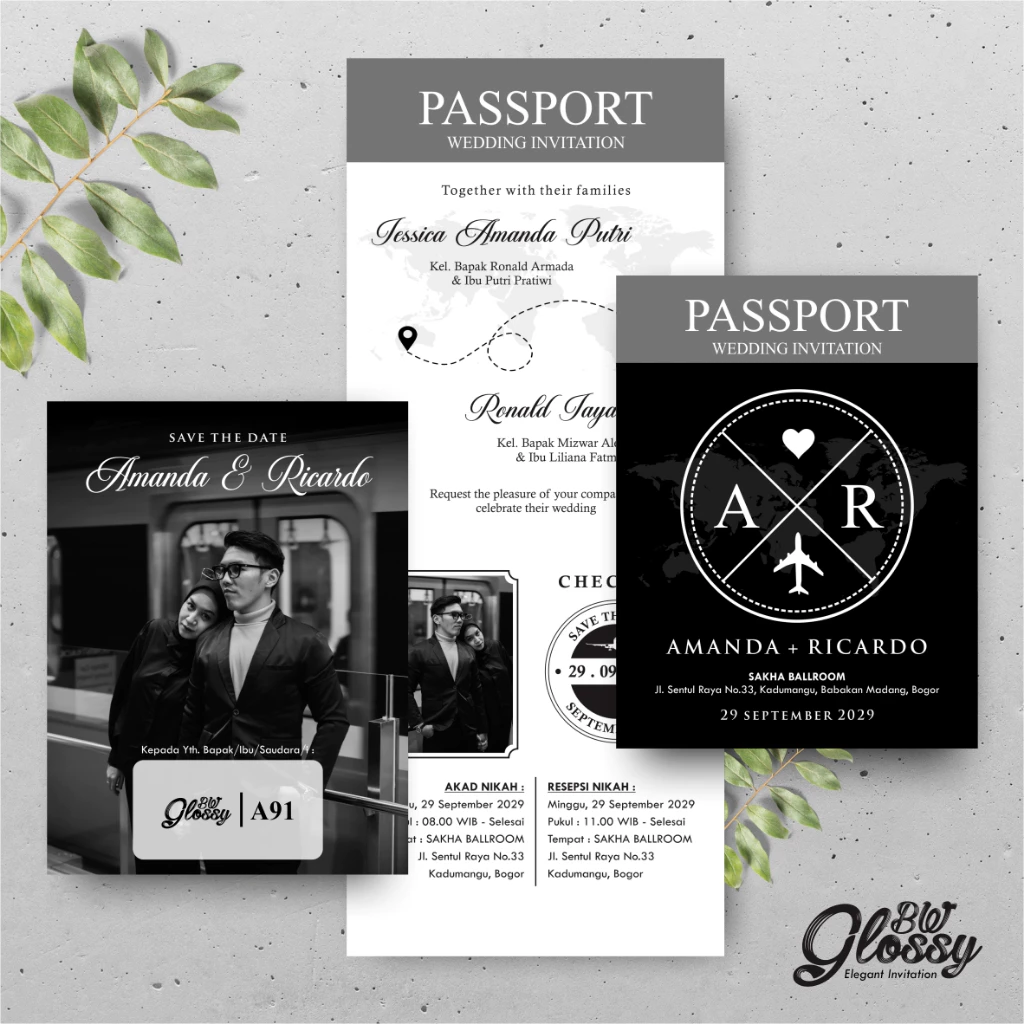 UNDANGAN PERNIKAHAN GLOSSY MENGKILAP ELEGAN - UNDANGAN NIKAH GLOSSY BW SERI 2 - Gambar 42