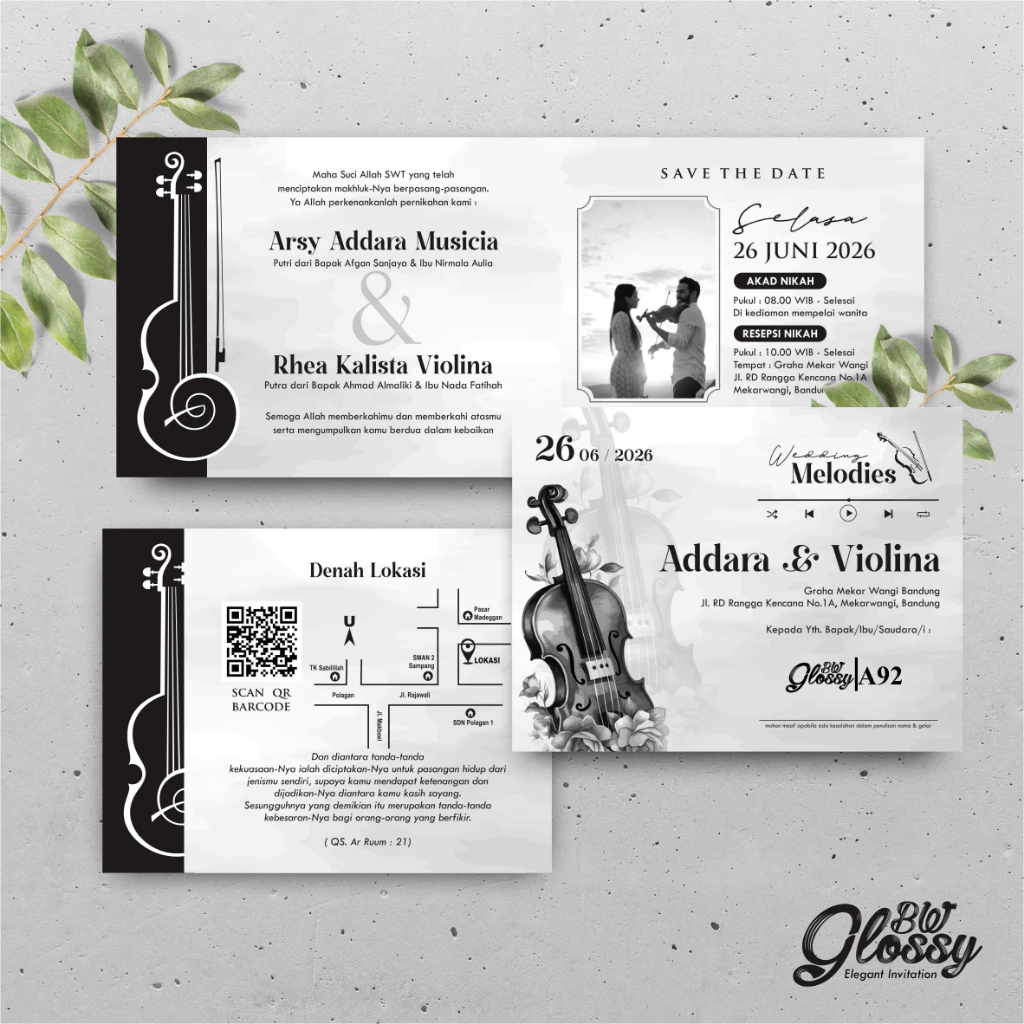 UNDANGAN PERNIKAHAN GLOSSY MENGKILAP ELEGAN - UNDANGAN NIKAH GLOSSY BW SERI 2 - Gambar 43