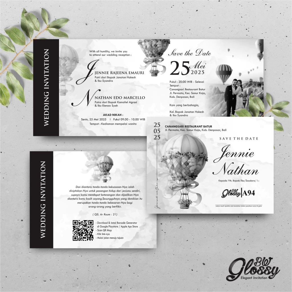 UNDANGAN PERNIKAHAN GLOSSY MENGKILAP ELEGAN - UNDANGAN NIKAH GLOSSY BW SERI 2 - Gambar 45
