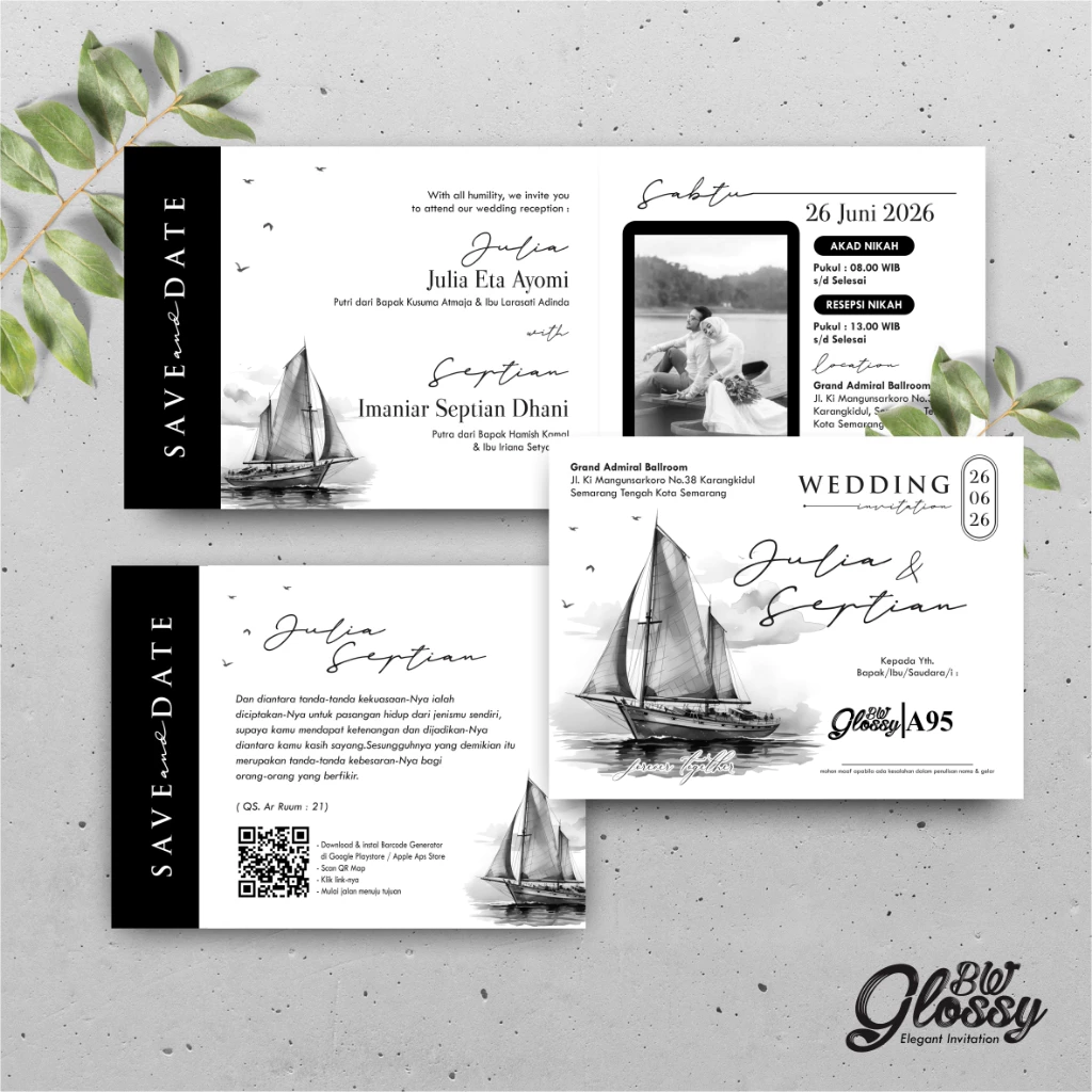 UNDANGAN PERNIKAHAN GLOSSY MENGKILAP ELEGAN - UNDANGAN NIKAH GLOSSY BW SERI 2 - Gambar 46