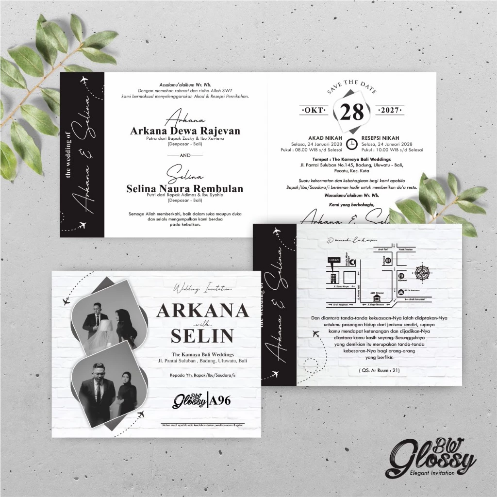 UNDANGAN PERNIKAHAN GLOSSY MENGKILAP ELEGAN - UNDANGAN NIKAH GLOSSY BW SERI 2 - Gambar 47