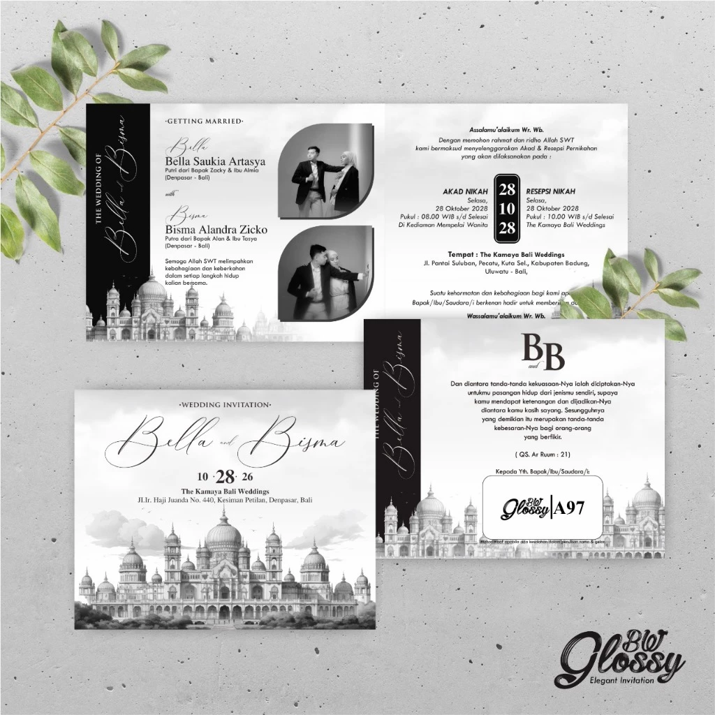 UNDANGAN PERNIKAHAN GLOSSY MENGKILAP ELEGAN - UNDANGAN NIKAH GLOSSY BW SERI 2 - Gambar 48