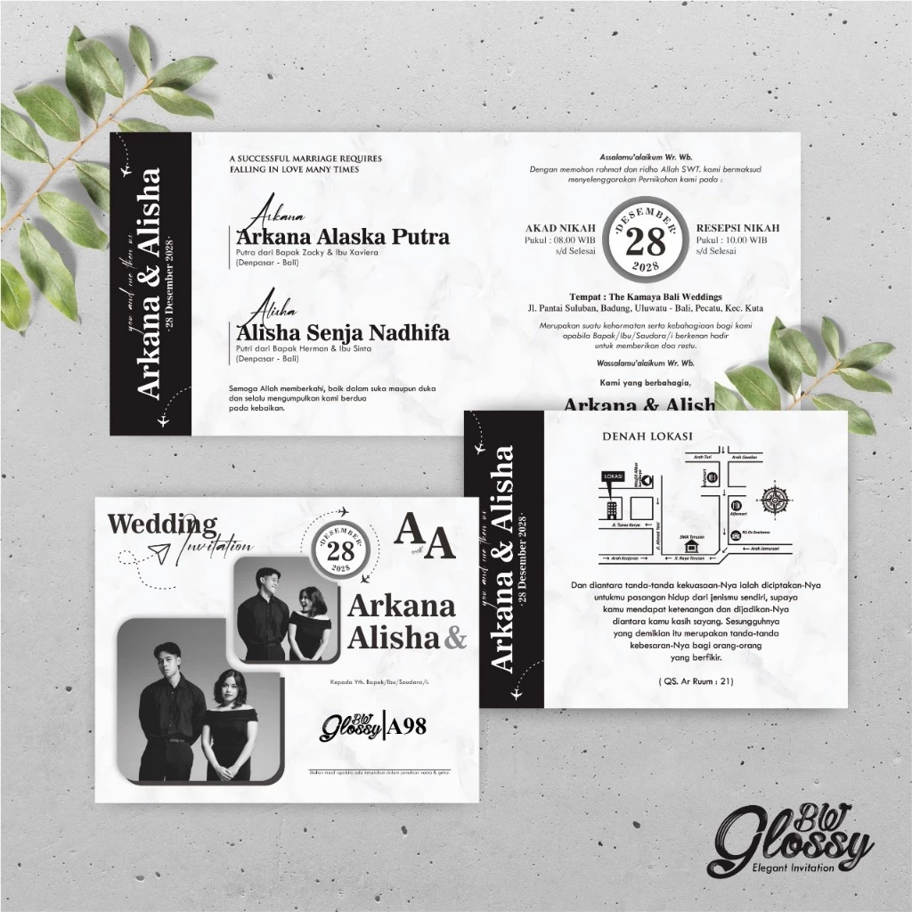 UNDANGAN PERNIKAHAN GLOSSY MENGKILAP ELEGAN - UNDANGAN NIKAH GLOSSY BW SERI 2 - Gambar 49