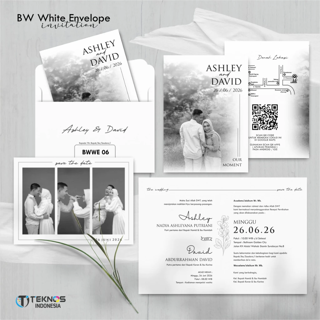 CETAK UNDANGAN AMPLOP PERNIKAHAN FOTO BW ELEGAN - SURAT UNDANGAN PERNIKAHAN AMPLOP BWWE - Gambar 2