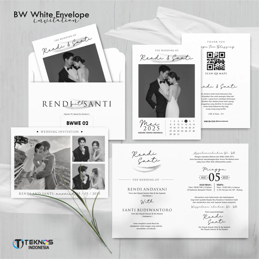 CETAK UNDANGAN AMPLOP PERNIKAHAN FOTO BW ELEGAN - SURAT UNDANGAN PERNIKAHAN AMPLOP BWWE - Gambar 4