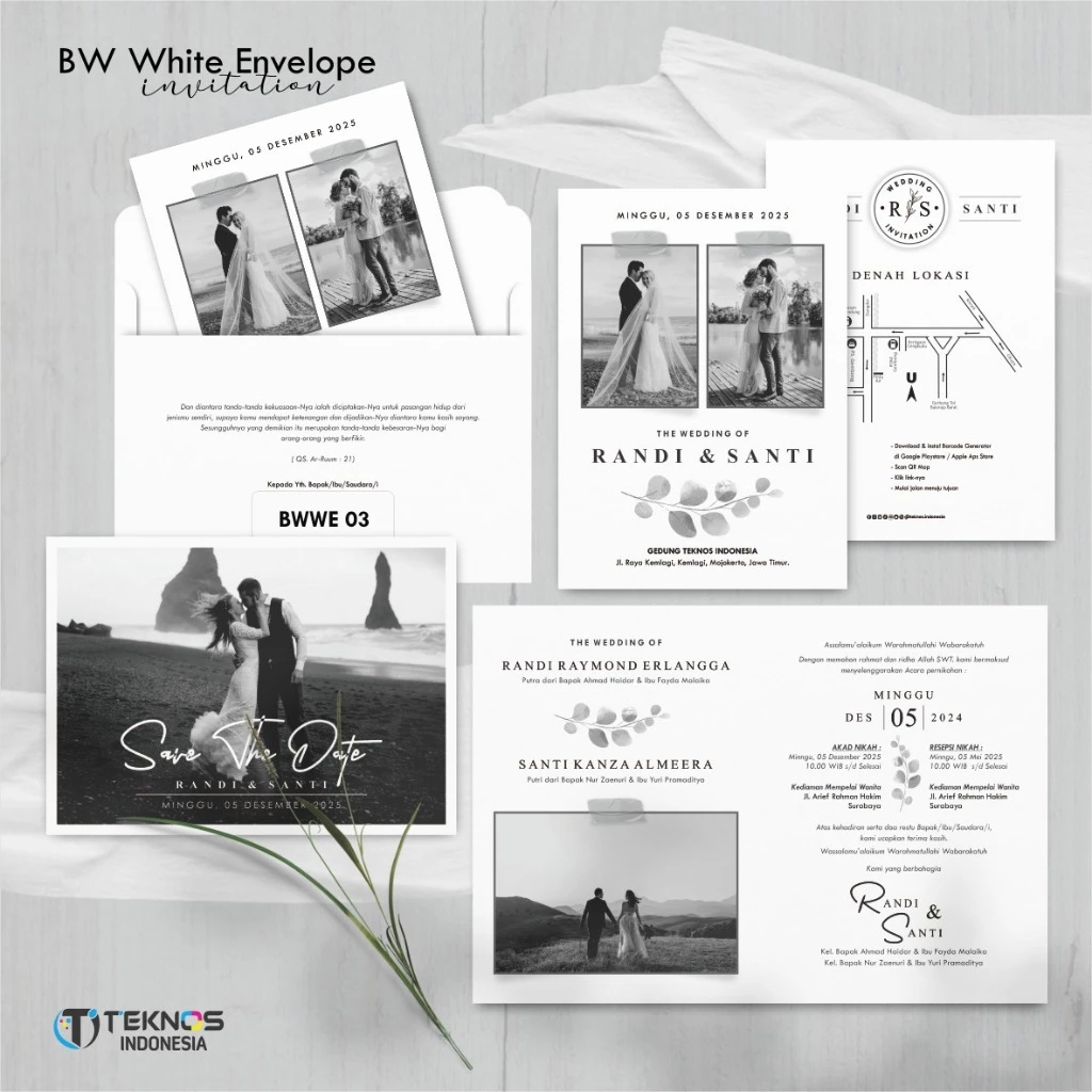 CETAK UNDANGAN AMPLOP PERNIKAHAN FOTO BW ELEGAN - SURAT UNDANGAN PERNIKAHAN AMPLOP BWWE - Gambar 5