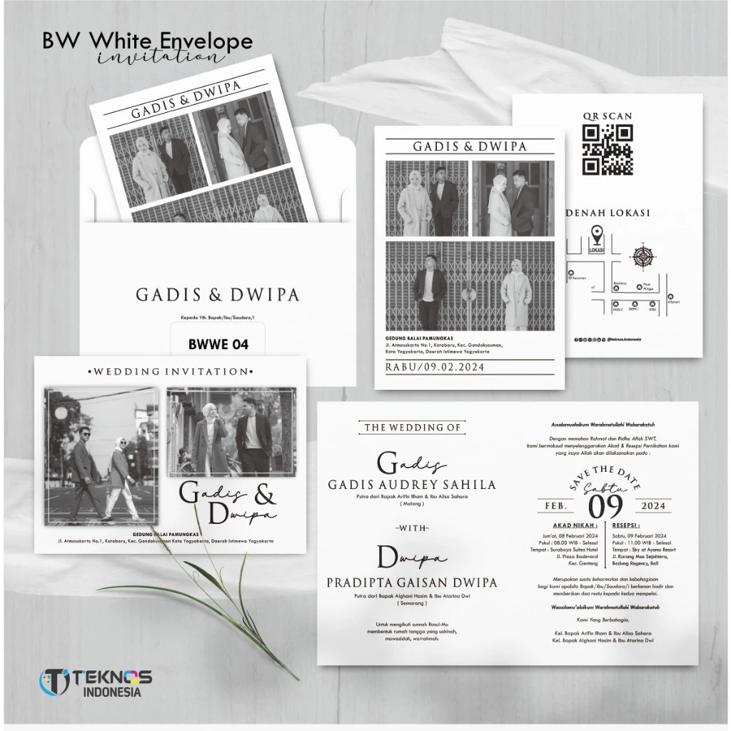 CETAK UNDANGAN AMPLOP PERNIKAHAN FOTO BW ELEGAN - SURAT UNDANGAN PERNIKAHAN AMPLOP BWWE - Gambar 6