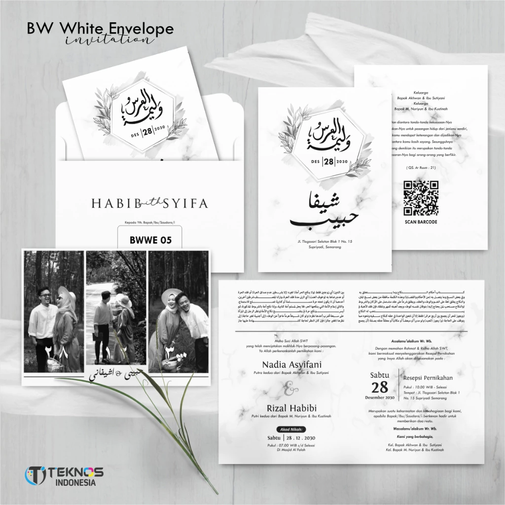 CETAK UNDANGAN AMPLOP PERNIKAHAN FOTO BW ELEGAN - SURAT UNDANGAN PERNIKAHAN AMPLOP BWWE - Gambar 7