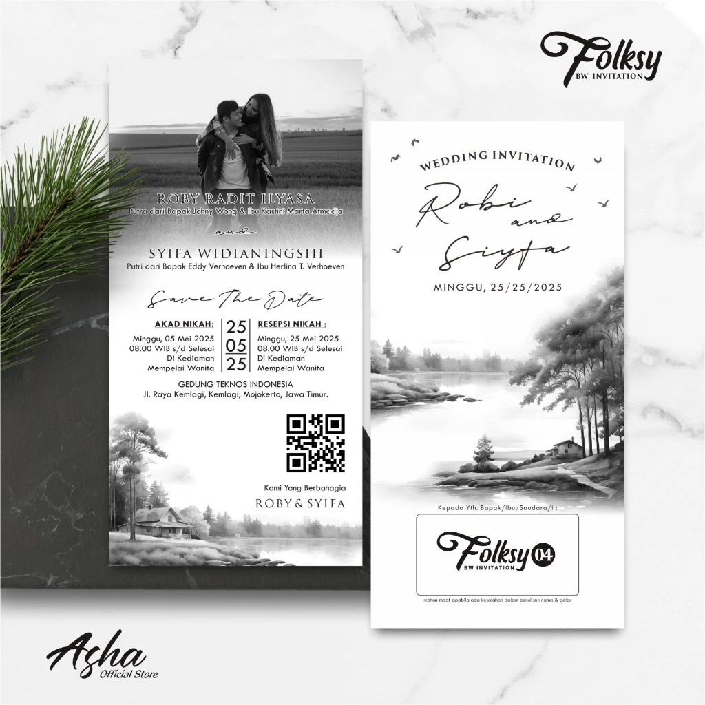SIMPLE AND ELEGANT WEDDING INVITATION - FOLKSY BW INVITATIONS - Gambar 5