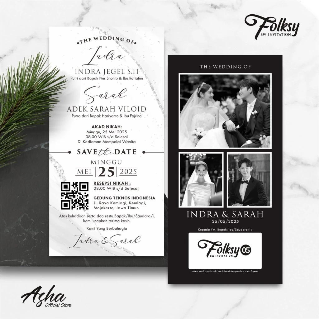 SIMPLE AND ELEGANT WEDDING INVITATION - FOLKSY BW INVITATIONS - Gambar 6