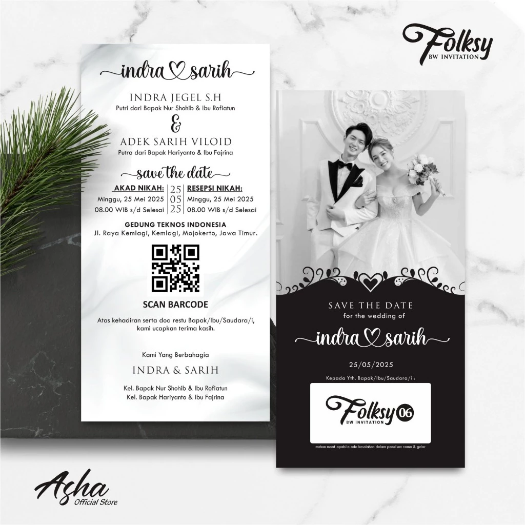SIMPLE AND ELEGANT WEDDING INVITATION - FOLKSY BW INVITATIONS - Gambar 7