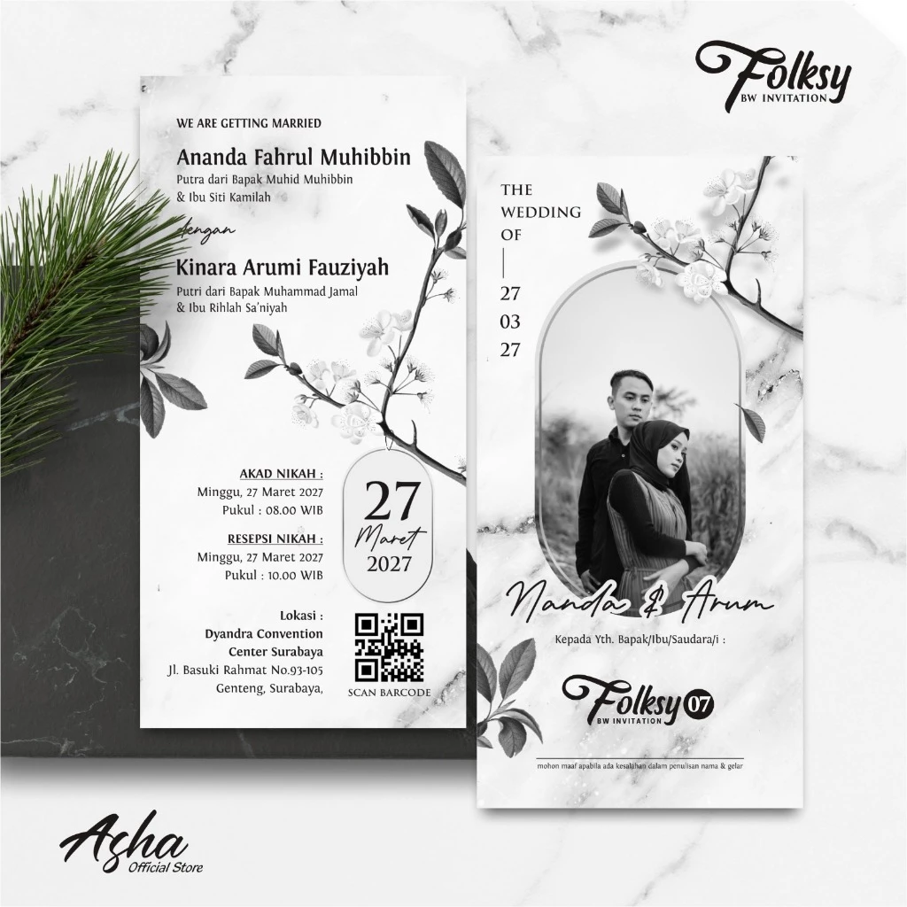 SIMPLE AND ELEGANT WEDDING INVITATION - FOLKSY BW INVITATIONS - Gambar 8