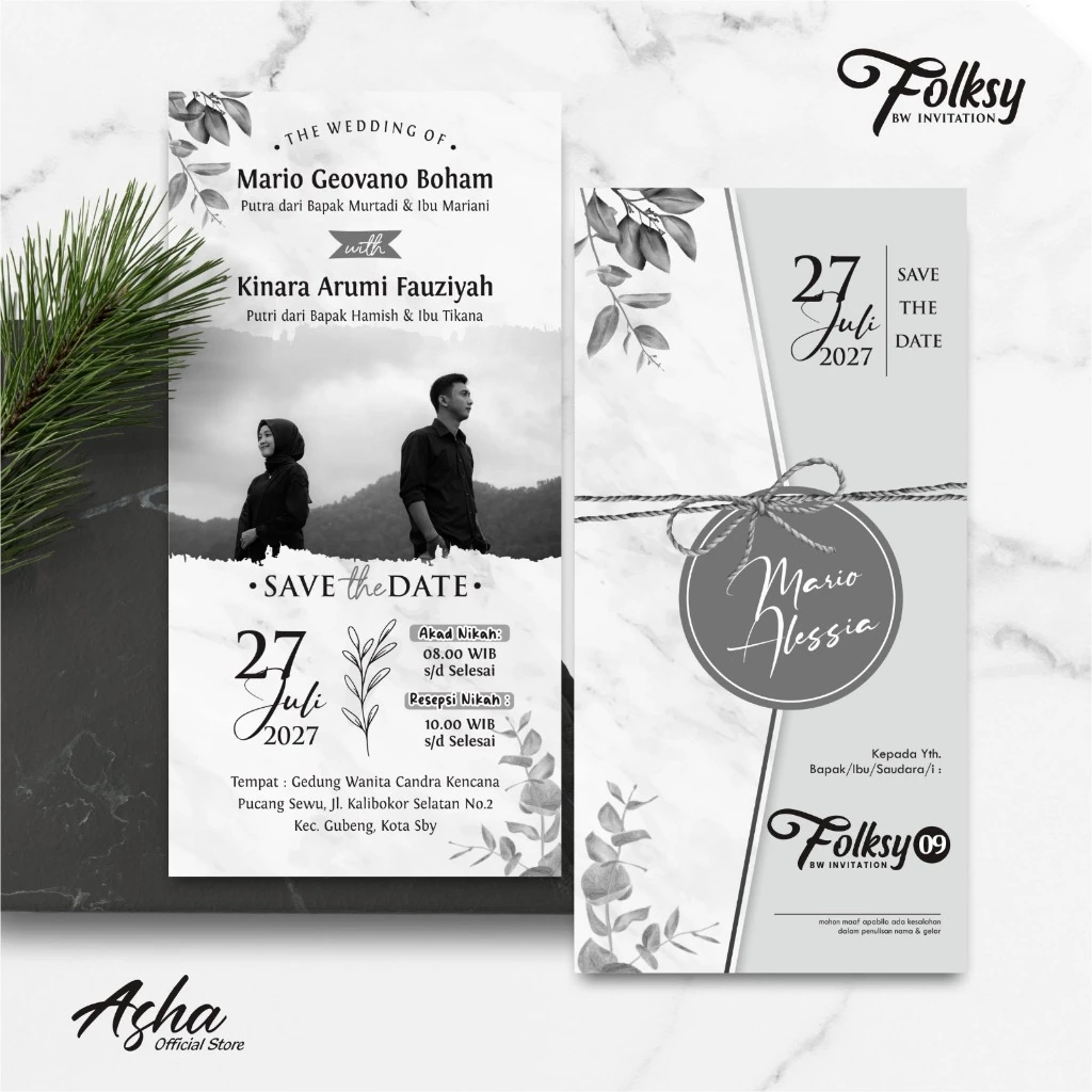 SIMPLE AND ELEGANT WEDDING INVITATION - FOLKSY BW INVITATIONS - Gambar 9