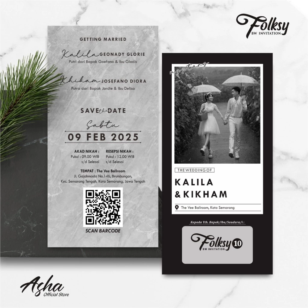 SIMPLE AND ELEGANT WEDDING INVITATION - FOLKSY BW INVITATIONS - Gambar 11