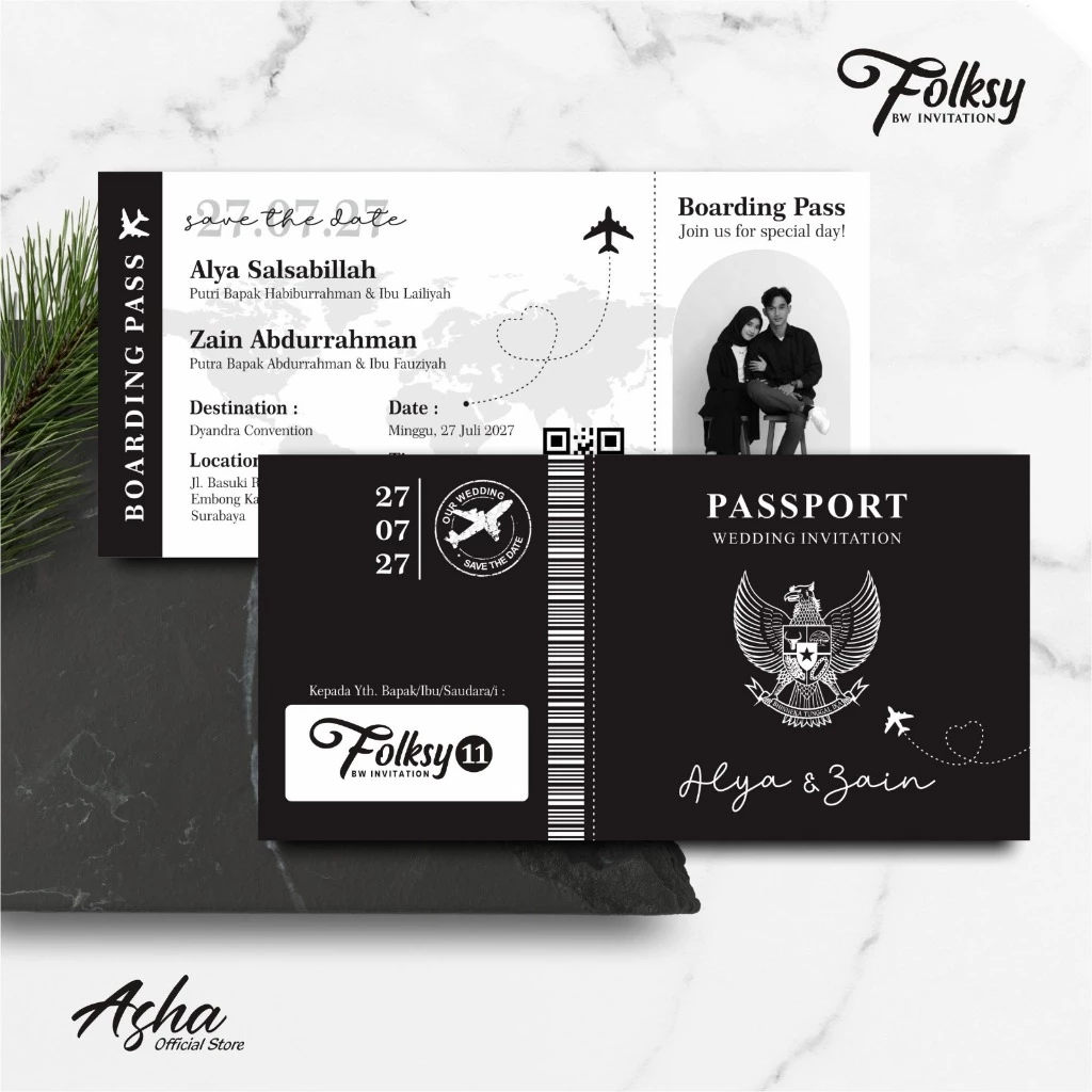 SIMPLE AND ELEGANT WEDDING INVITATION - FOLKSY BW INVITATIONS - Gambar 12