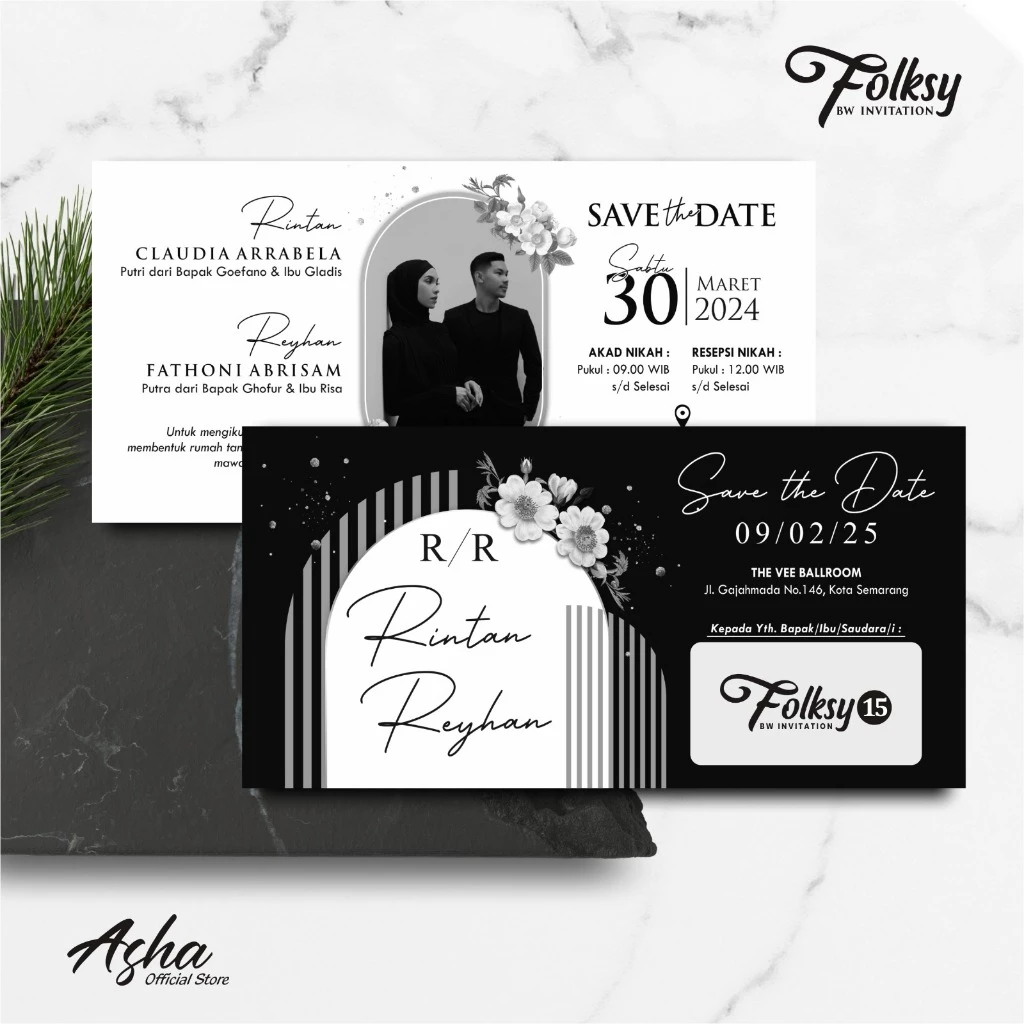 SIMPLE AND ELEGANT WEDDING INVITATION - FOLKSY BW INVITATIONS - Gambar 13