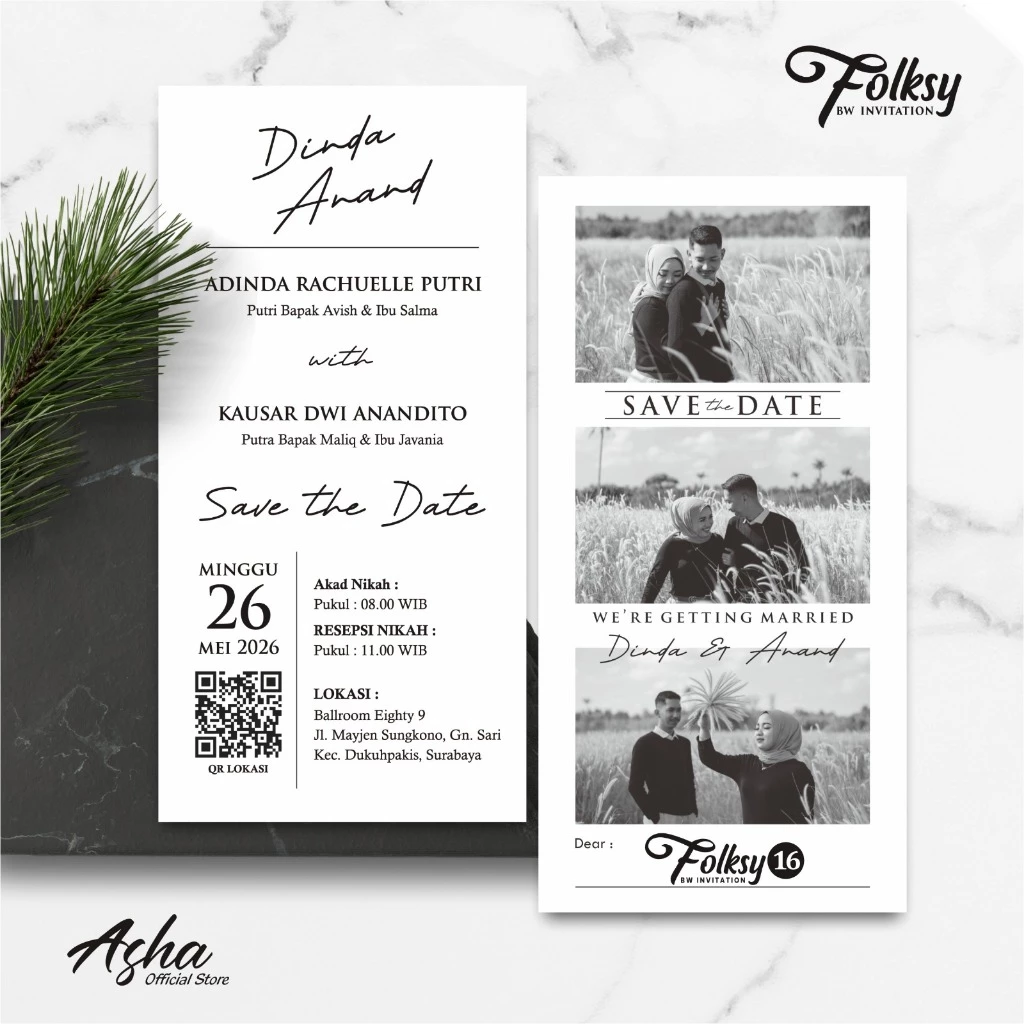 SIMPLE AND ELEGANT WEDDING INVITATION - FOLKSY BW INVITATIONS - Gambar 14