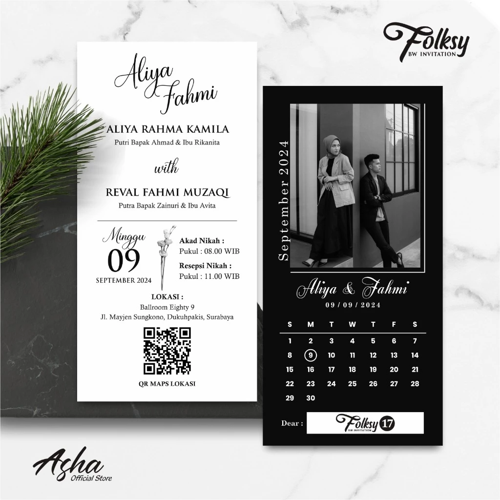SIMPLE AND ELEGANT WEDDING INVITATION - FOLKSY BW INVITATIONS - Gambar 15
