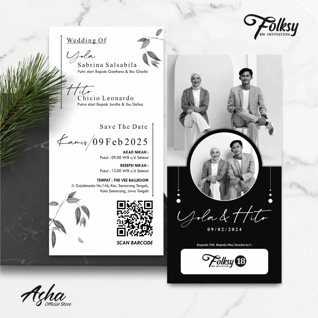SIMPLE AND ELEGANT WEDDING INVITATION - FOLKSY BW INVITATIONS - Gambar 16